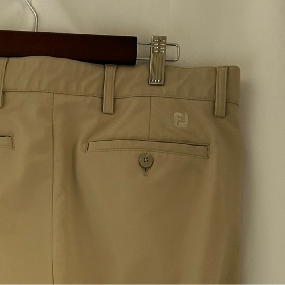 FootJoy Mens‎ Pants Beige 35x32 Stretch Polyester Chino Golf Flat Front Pants
